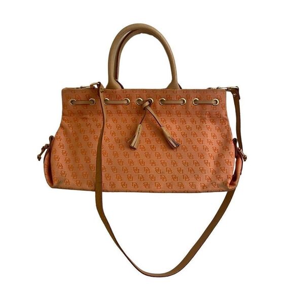 Dooney & Bourke Orange Mini Tassel Tote Signature Jacquard - Picture 1 of 12